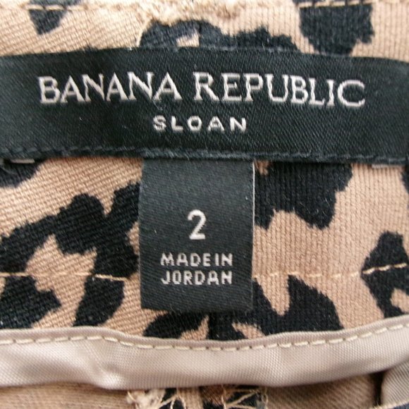 Banana Republic SLOAN Leopard Print Cropped Ankle Pants Stretch Black Tan Sz 2 - Picture 7 of 8